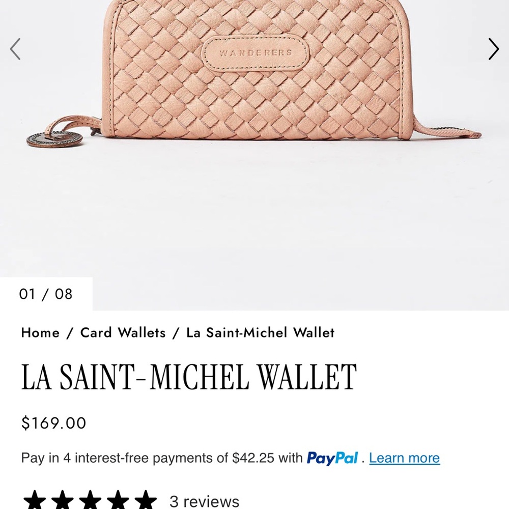 Wanderer pink Woven Leather Wristlet